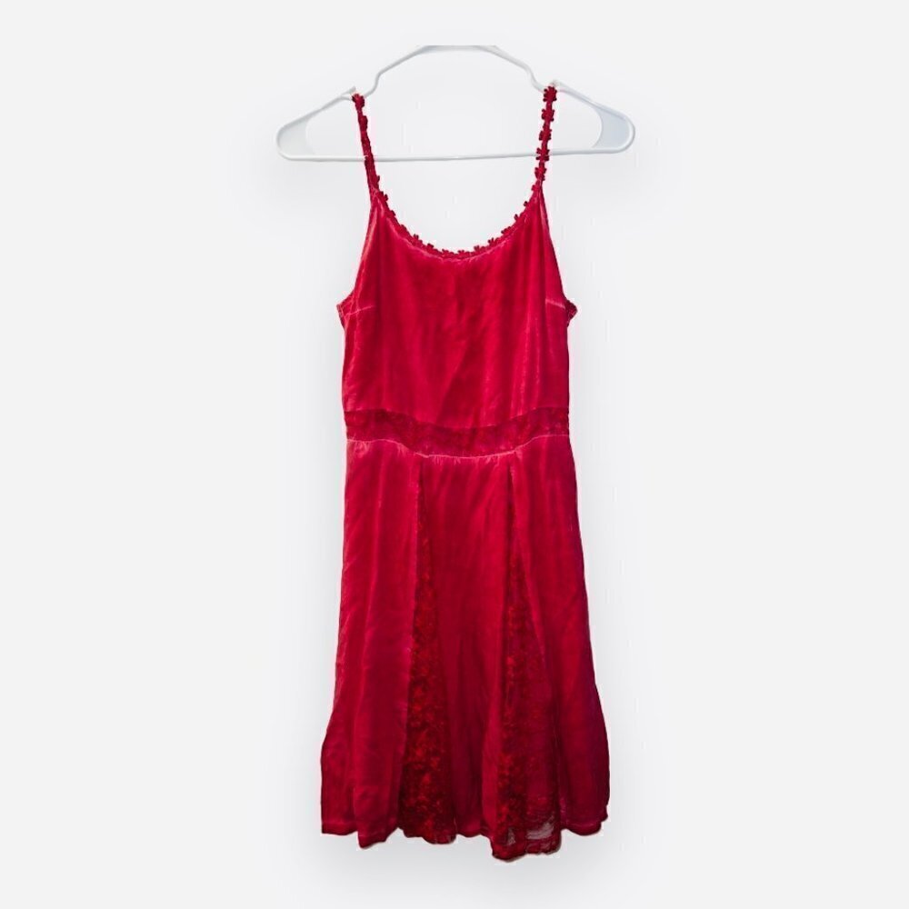 Black Swan Pink Sleeveless Lace Trim Dainty Mini Slip Dress size XS